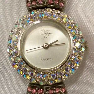 New Suzanne Somers Pink Rhinestones & Satin Silver Face Watch Suzanne Somers Collection Women Quartz Watch Rhinestone Pink  main image 4